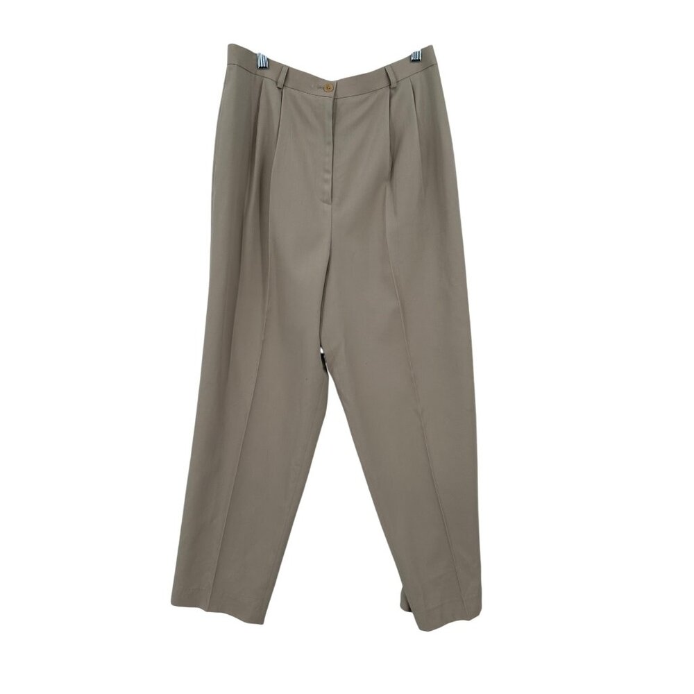 Talbots Pleated‎ Front Pants Womens Size 12 Beige Corpcore Neutral Capsule FLAW